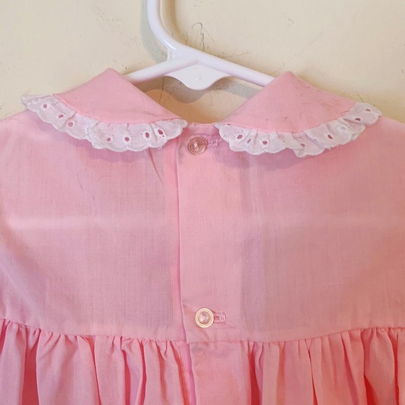 Vintage 70s 2Pc Pink White Apron Prairie Dress Size 3T - Picture 10 of 10
